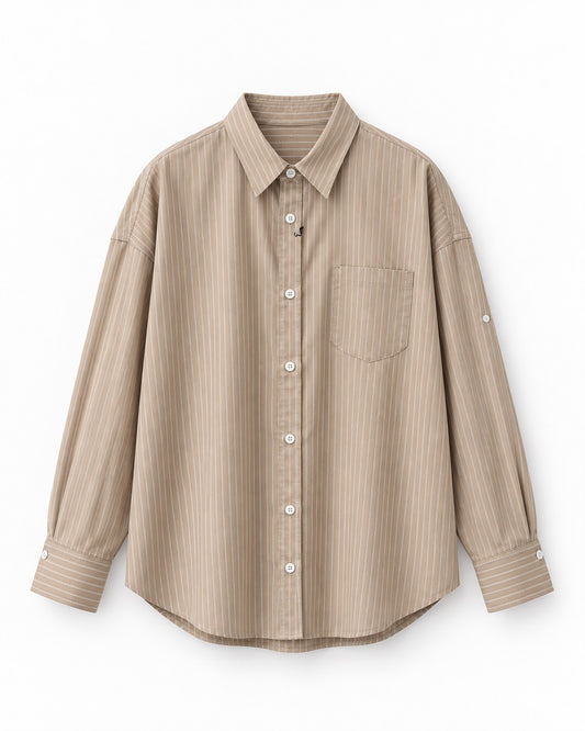 2WAY OVERSIZED WOMEN'S SHIRT STRIPE